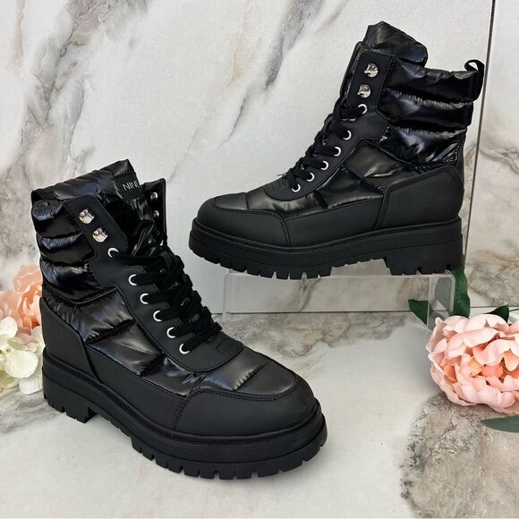 NINE WEST Pilar Lug Sole Bootie in Black Size 7.5 NEW - Picture 3 of 16